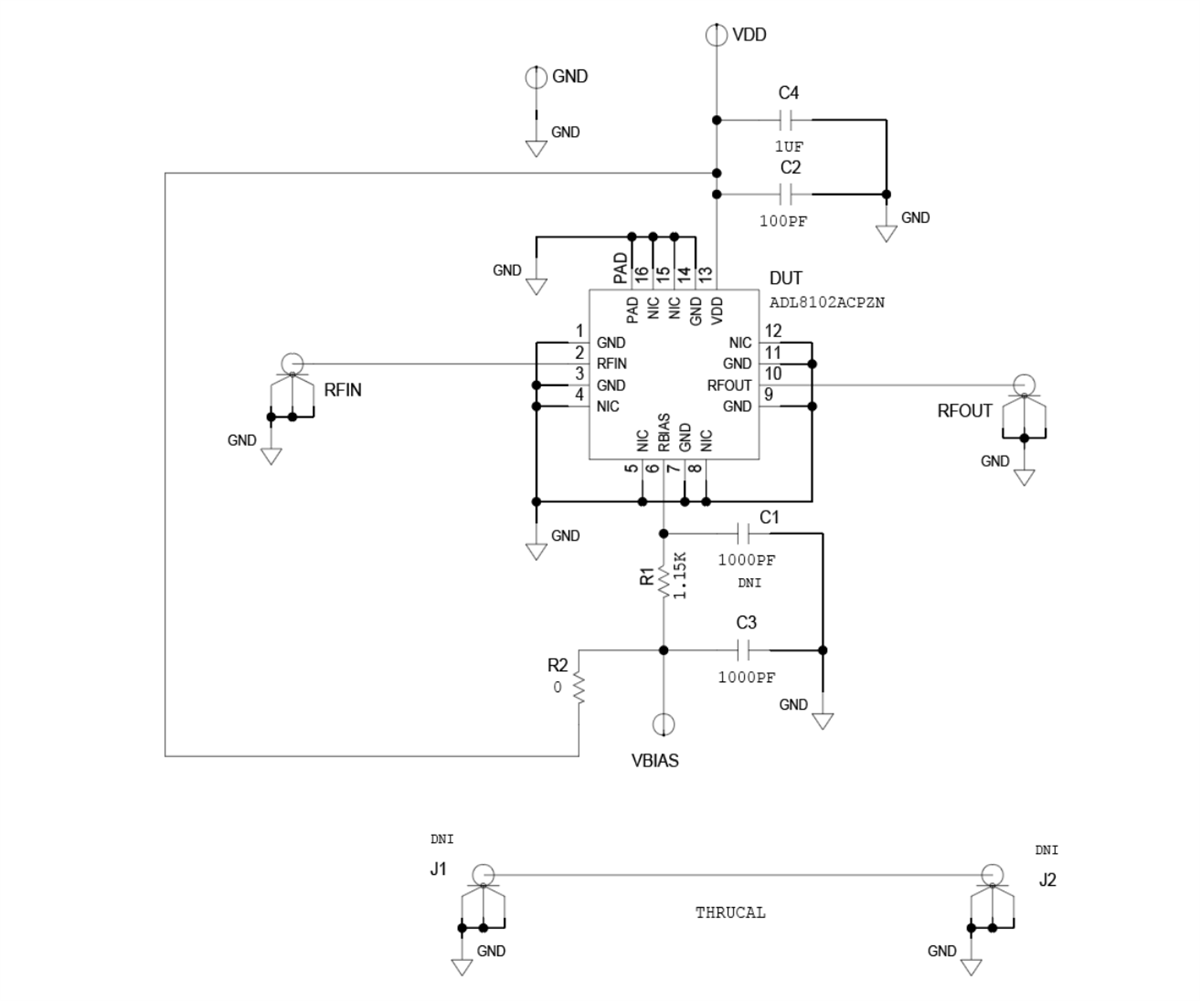 Schéma - Analog Devices Inc. Carte d'évaluation ADL8102-EVALZ